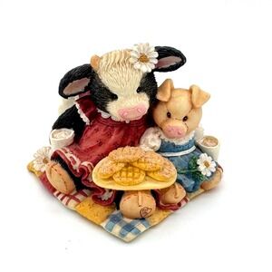 1993 Mary's Moo Moos Enesco Cookies Are For Sharing Cow Pig Figurine 627739